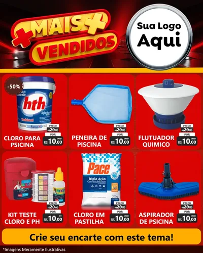 Modelo de Rede Social para Feed Instagram com o tema Mais Vendidos para Produtos para Piscina