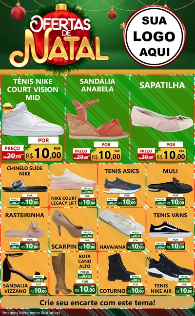 Modelo de Encarte para Encarte Grande com o tema Ofertas de Natal para Calçados