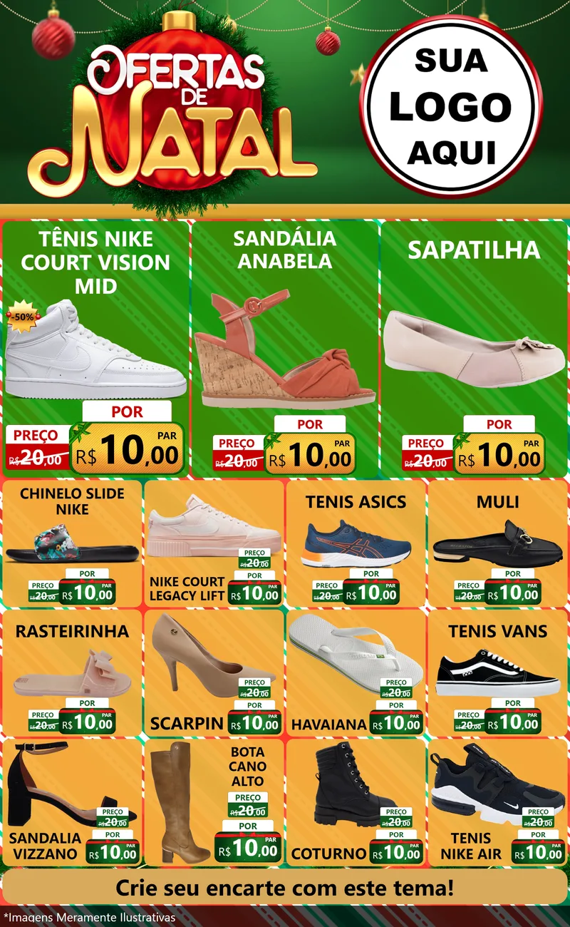 Modelo de Encarte para Encarte Grande com o tema Ofertas de Natal para Calçados