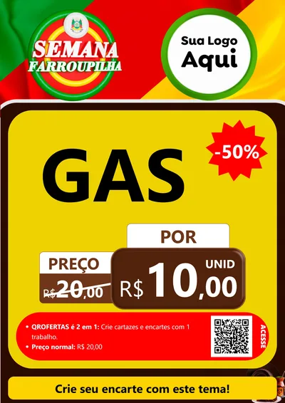 Modelo de Cartaz para Cartaz A4 Vertical com o tema Semana Farroupilha para Água e gás