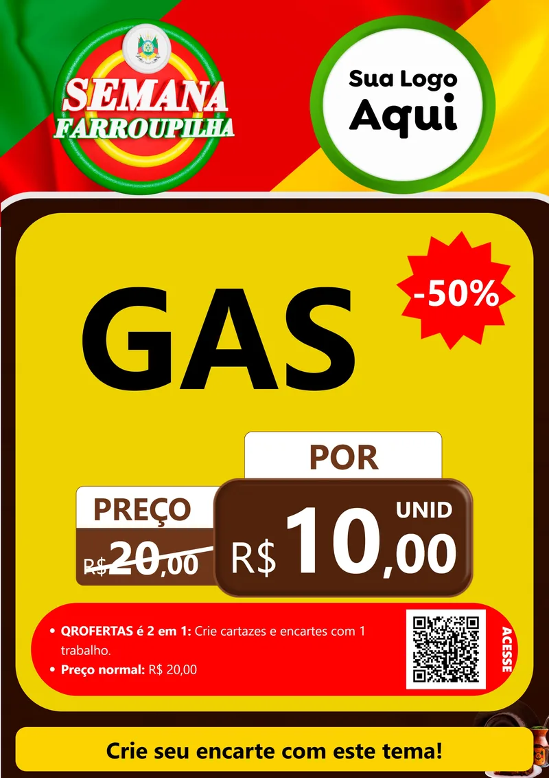 Modelo de Cartaz para Cartaz A4 Vertical com o tema Semana Farroupilha para Água e gás
