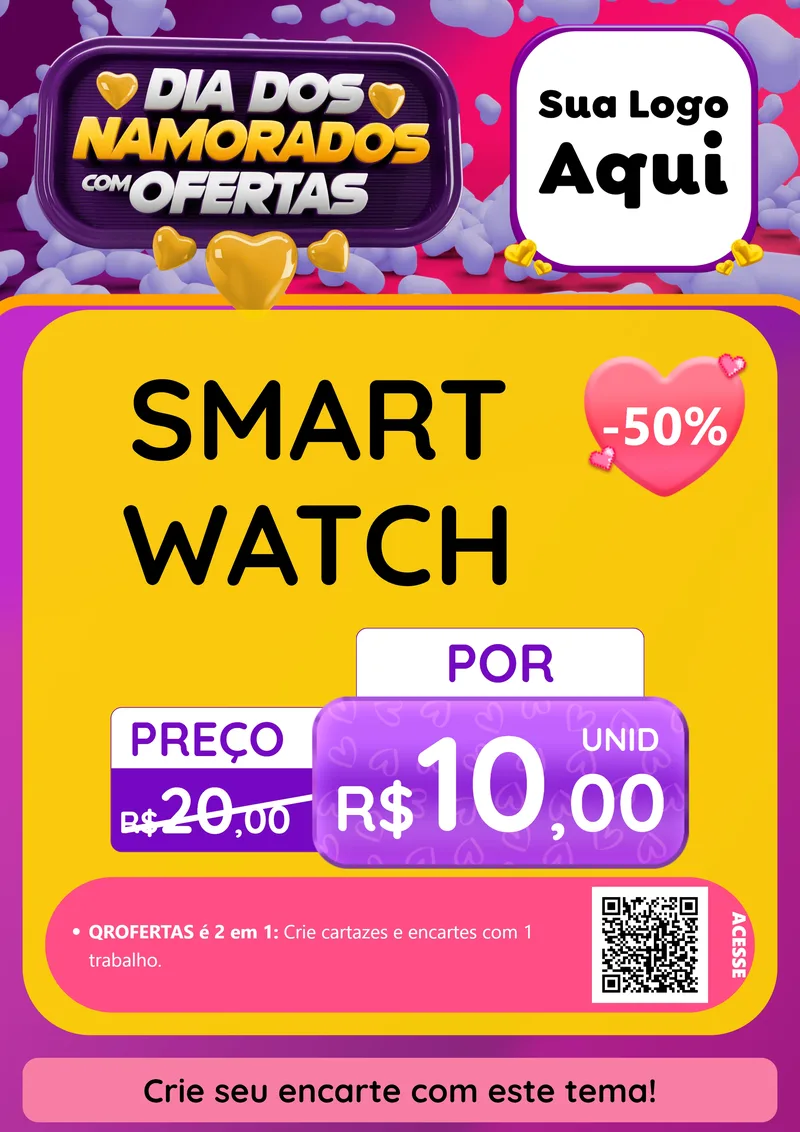 Modelo de Cartaz para Cartaz A4 Vertical com o tema Dia Dos Namorados Com Ofertas para Informática