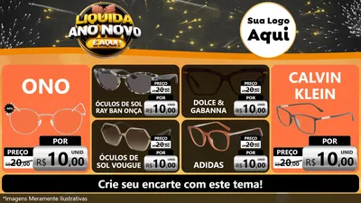 Modelo de TV para TV Horizontal com o tema Liquida Ano Novo É Aqui! para Óticas