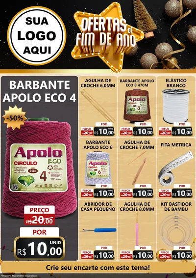 Modelo de Encarte para Encarte A4 Vertical com o tema Ofertas de Fim de Ano para Armarinho e Aviamentos