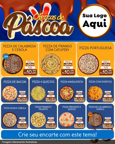Modelo de Rede Social para Feed Instagram com o tema Ofertas de Páscoa para Pizzaria