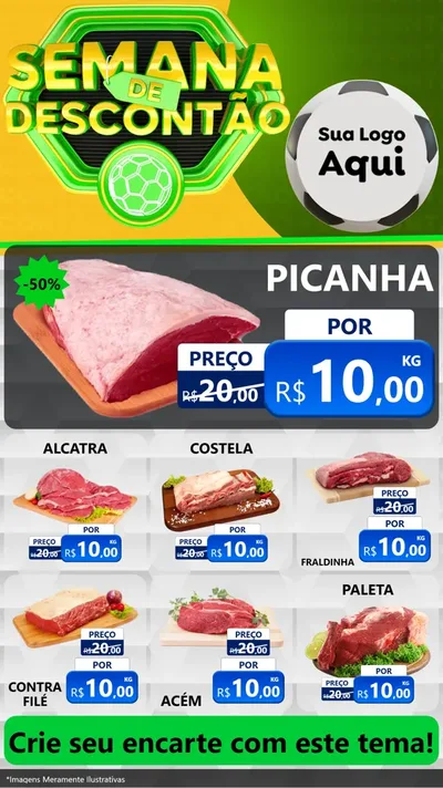 Modelo de Rede Social para Stories com o tema Semana de Descontão - Copa para Açougue