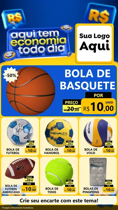 Modelo de Rede Social para Stories com o tema Aqui Tem Economia Todo Dia para Artigos Esportivos
