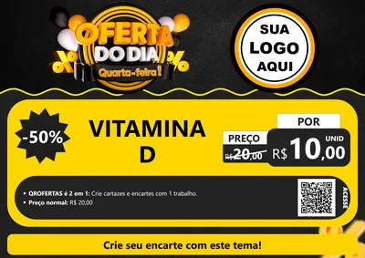 Modelo de Cartaz para Cartaz A4 Horizontal com o tema Oferta do Dia - Quarta Feira! para Farmácia