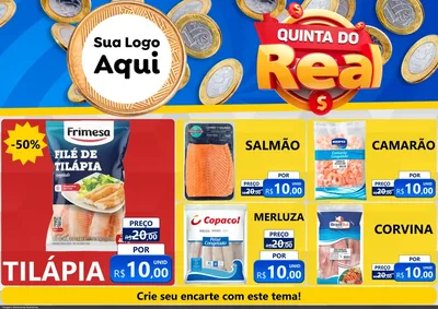 Modelo de Encarte para Encarte A4 Horizontal com o tema Quinta do Real para Peixaria
