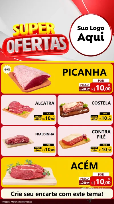 Modelo de TV para TV Vertical com o tema Super Ofertas para Açougue