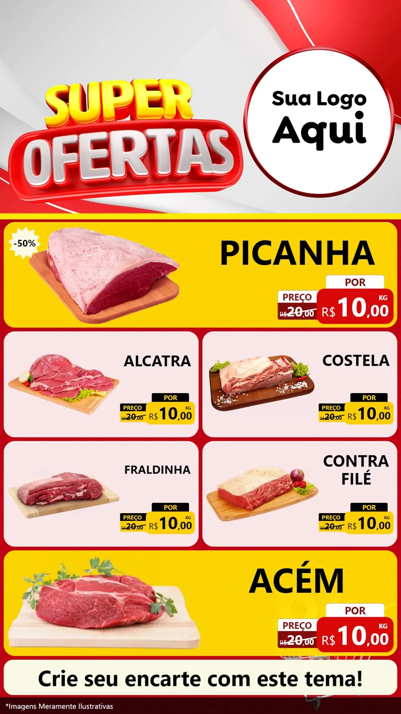 Modelo de TV para TV Vertical com o tema Super Ofertas para Açougue