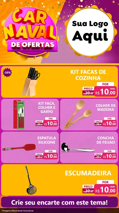 Modelo de TV para TV Vertical com o tema Carnaval de Ofertas para Utilidades Domésticas