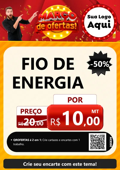 Modelo de Cartaz para Cartaz A4 Vertical com o tema Março de Ofertas! para Materiais Elétricos