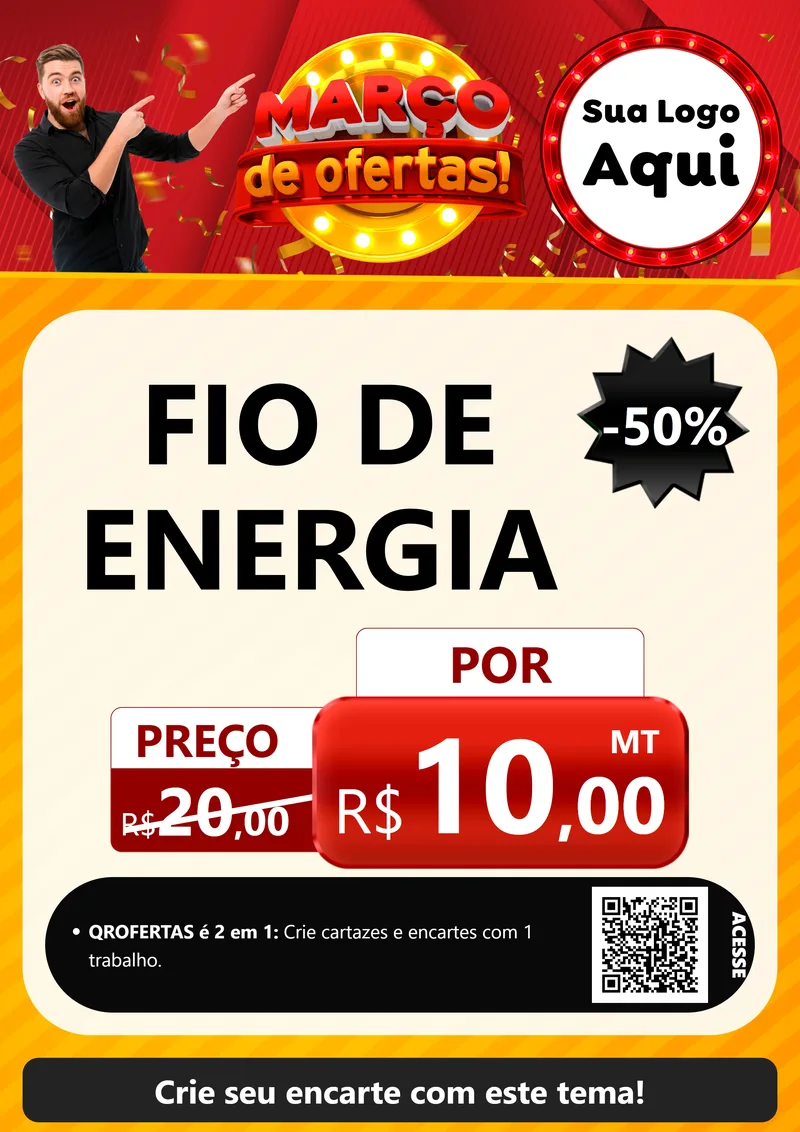Modelo de Cartaz para Cartaz A4 Vertical com o tema Março de Ofertas! para Materiais Elétricos