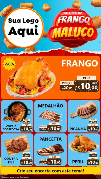 Modelo de Rede Social para Stories com o tema Quarta do Frango Maluco para Assados