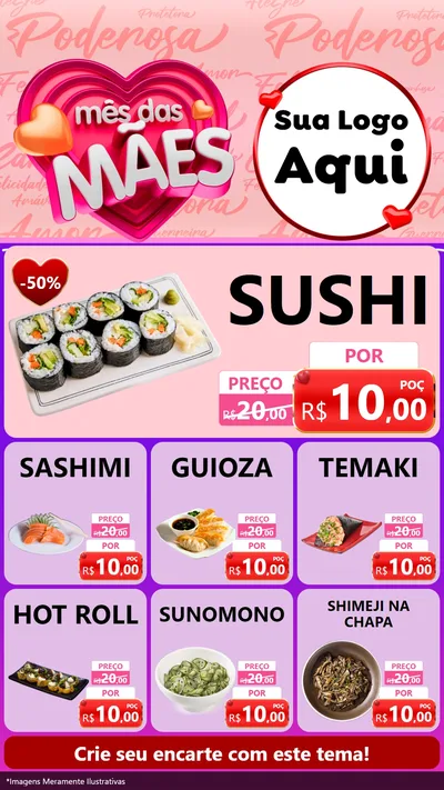 Modelo de Rede Social para Stories com o tema Mês Das Mães para Comida japonesa