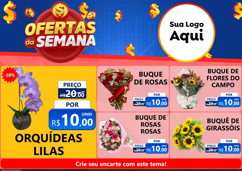 Modelo de Encarte para Encarte A4 Horizontal com o tema Ofertas Da Semana para Floricultura e jardim