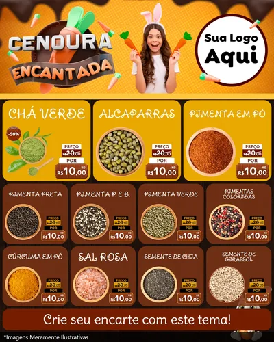 Modelo de Rede Social para Feed Instagram com o tema Cenoura Encantada - Páscoa para Produtos Naturais