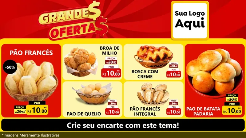 Modelo de TV para TV Horizontal com o tema Grandes Ofertas para Padaria