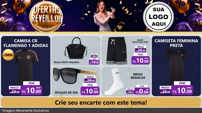 Modelo de TV para TV Horizontal com o tema Ofertas de Réveillon para Roupas e acessórios