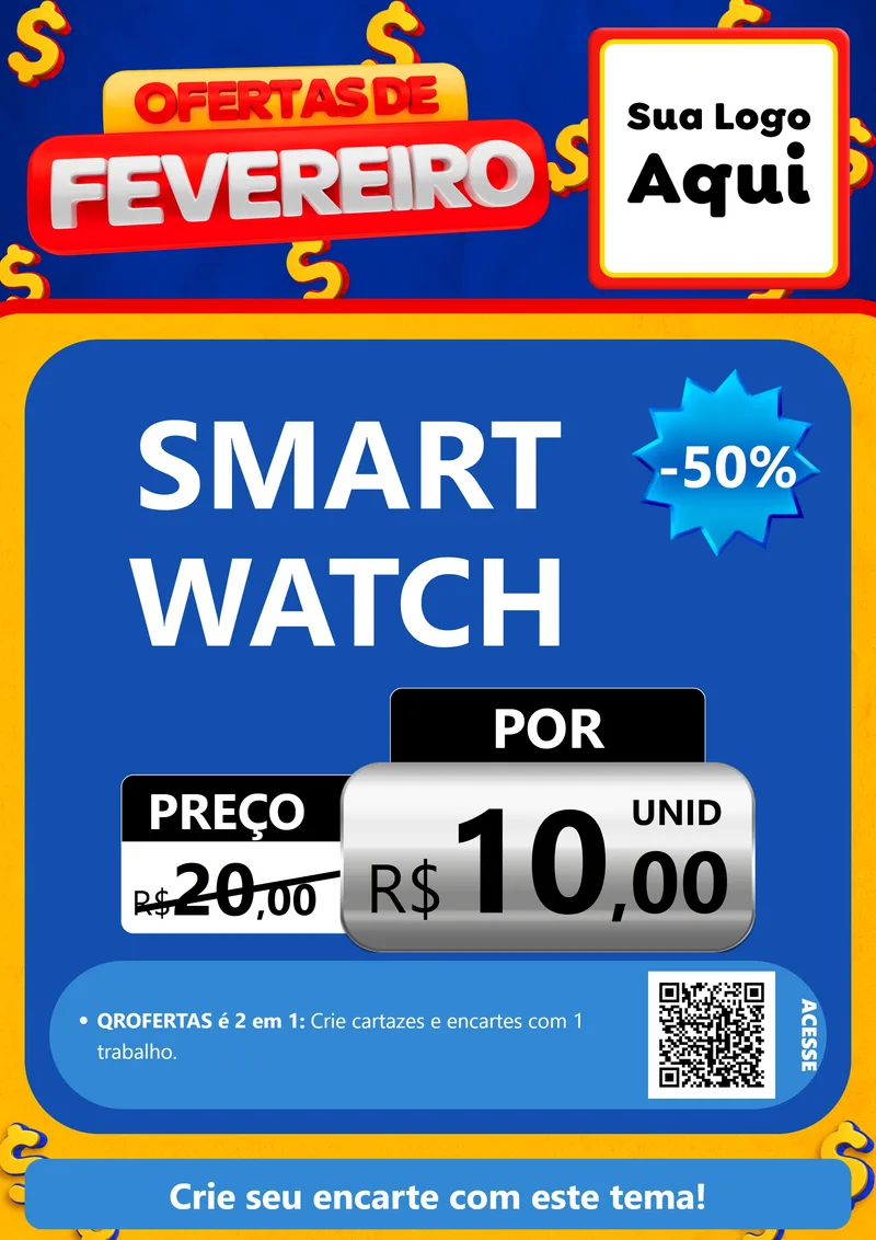 Modelo de Cartaz para Cartaz A4 Vertical com o tema Ofertas de Fevereiro para Informática