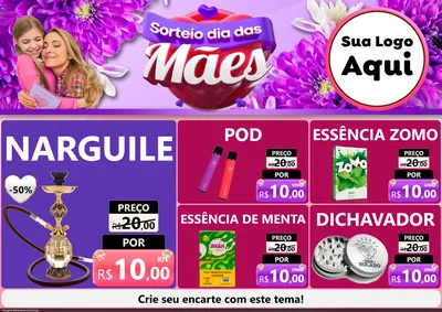 Modelo de Encarte para Encarte A4 Horizontal com o tema Sorteio Dia das Mães para Tabacaria