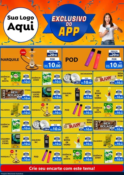 Modelo de Encarte para Encarte A4 Vertical com o tema Exclusivo do Aplicativo para Tabacaria