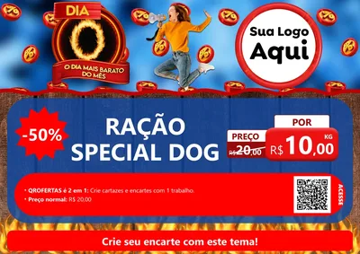 Modelo de Cartaz para Cartaz A4 Horizontal com o tema Dia O - O Dia Mais Barato Do Mês para Pet Shop