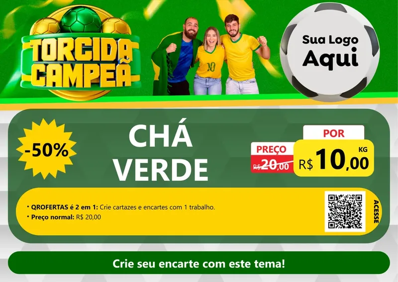 Modelo de Cartaz para Cartaz A4 Horizontal com o tema Torcida Campeã - Copa para Produtos Naturais