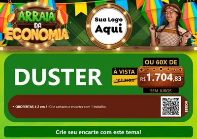 Modelo de Cartaz para Cartaz A4 Horizontal com o tema Arraiá de Economia para Concessionaria de Carros