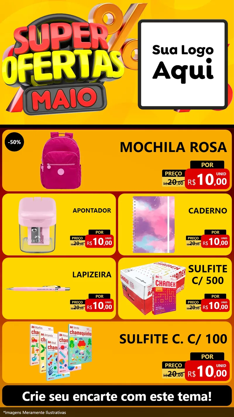 Modelo de TV para TV Vertical com o tema Super Ofertas Maio para Papelaria