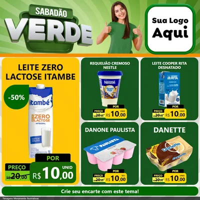 Modelo de Rede Social para Feed Facebook com o tema Sabadão Verde para Frios e Laticínios