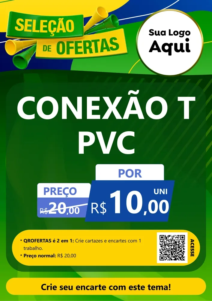 Modelo de Cartaz para Cartaz A4 Vertical com o tema Seleção de Ofertas - Copa para Tubos e conexões
