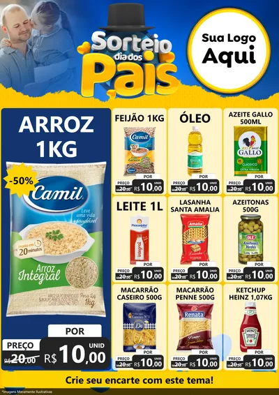Modelo de Encarte para Encarte A4 Vertical com o tema Sorteio Dia Dos Pais para Supermercado