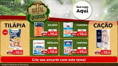 Modelo de TV para TV Horizontal com o tema Ofertas de Natal para Peixaria
