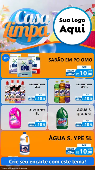 Modelo de TV para TV Vertical com o tema Casa Limpa para Produtos de Limpeza