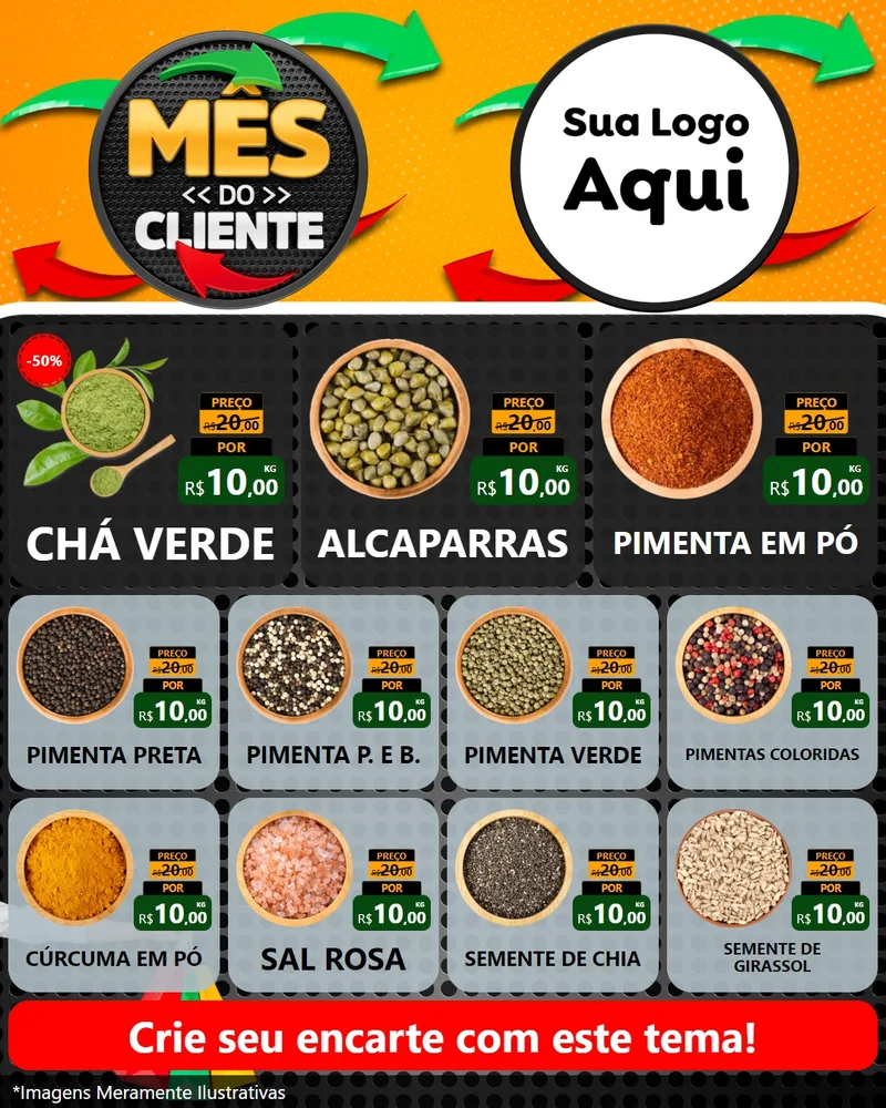 Modelo de Rede Social para Feed Instagram com o tema Mês do Cliente para Produtos Naturais