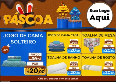 Modelo de Encarte para Encarte A4 Horizontal com o tema Páscoa para Cama, Mesa e Banho