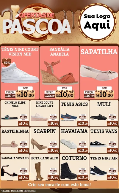 Modelo de Encarte para Encarte Grande com o tema Ofertas de Páscoa para Calçados