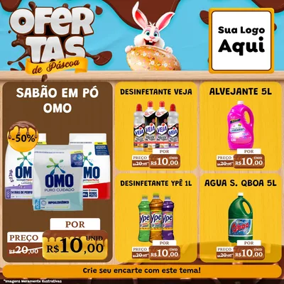 Modelo de Rede Social para Feed Facebook com o tema Ofertas de Páscoa para Produtos de Limpeza