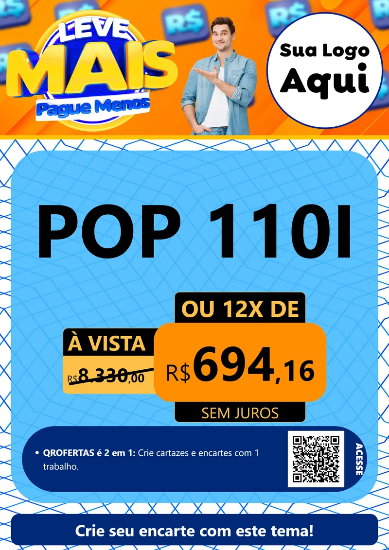 Modelo de Cartaz para Cartaz A4 Vertical com o tema Leve Mais, Pague Menos para Concessionaria de Motos
