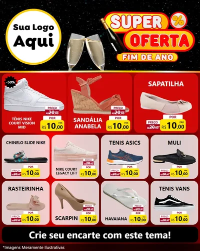 Modelo de Rede Social para Feed Instagram com o tema Super Oferta Fim de Ano para Calçados