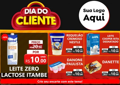 Modelo de Encarte para Encarte A4 Horizontal com o tema Dia do Cliente para Frios e Laticínios