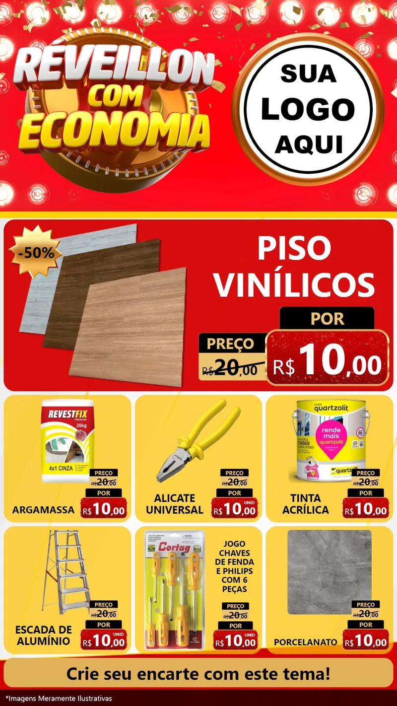 Modelo de Rede Social para Stories com o tema Réveillon com Economia para Material para Construção