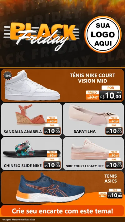 Modelo de TV para TV Vertical com o tema Black Friday para Calçados