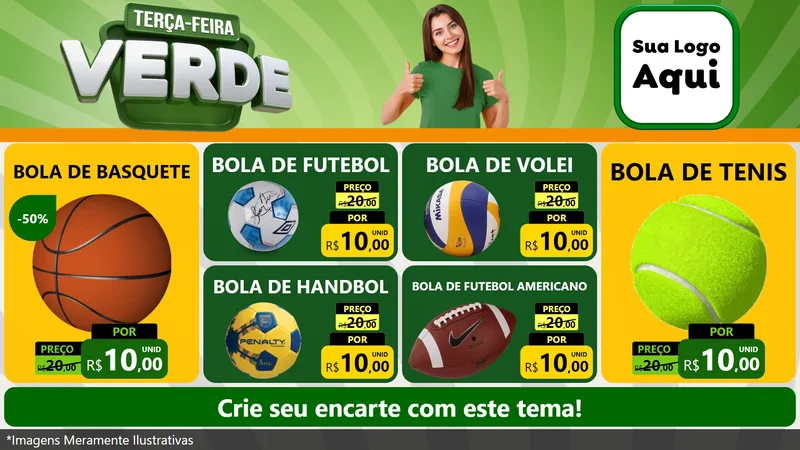 Modelo de TV para TV Horizontal com o tema Terça - Feira Verde para Artigos Esportivos