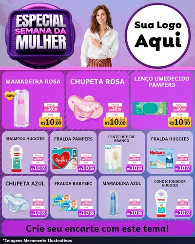 Modelo de Rede Social para Feed Instagram com o tema Especial Semana da Mulher para Bebês