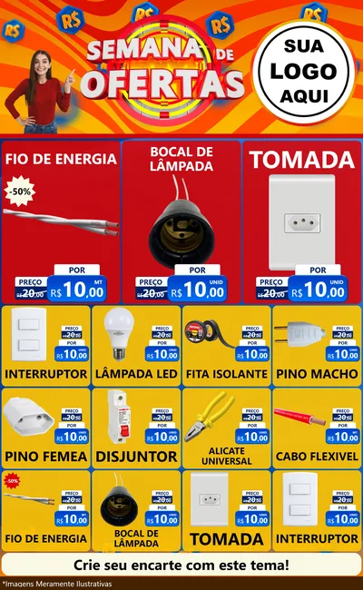 Modelo de Encarte para Encarte Grande com o tema Semana de Ofertas para Materiais Elétricos