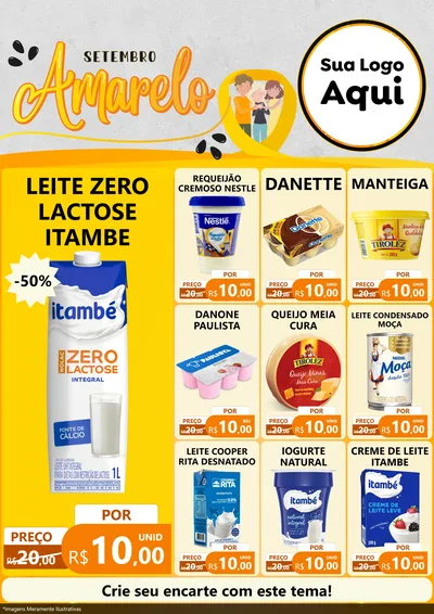 Modelo de Encarte para Encarte A4 Vertical com o tema Setembro Amarelo para Frios e Laticínios