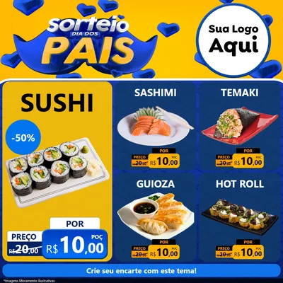 Modelo de Rede Social para Feed Facebook com o tema Sorteio Dia dos Pais para Comida japonesa
